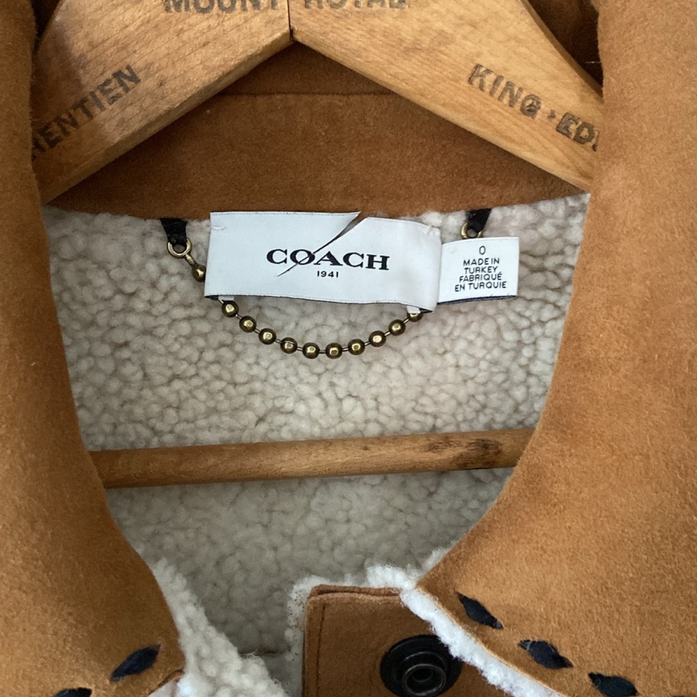 COACH Shearling Jacket in Amber Women's Size 0 - Picture 5 of 11